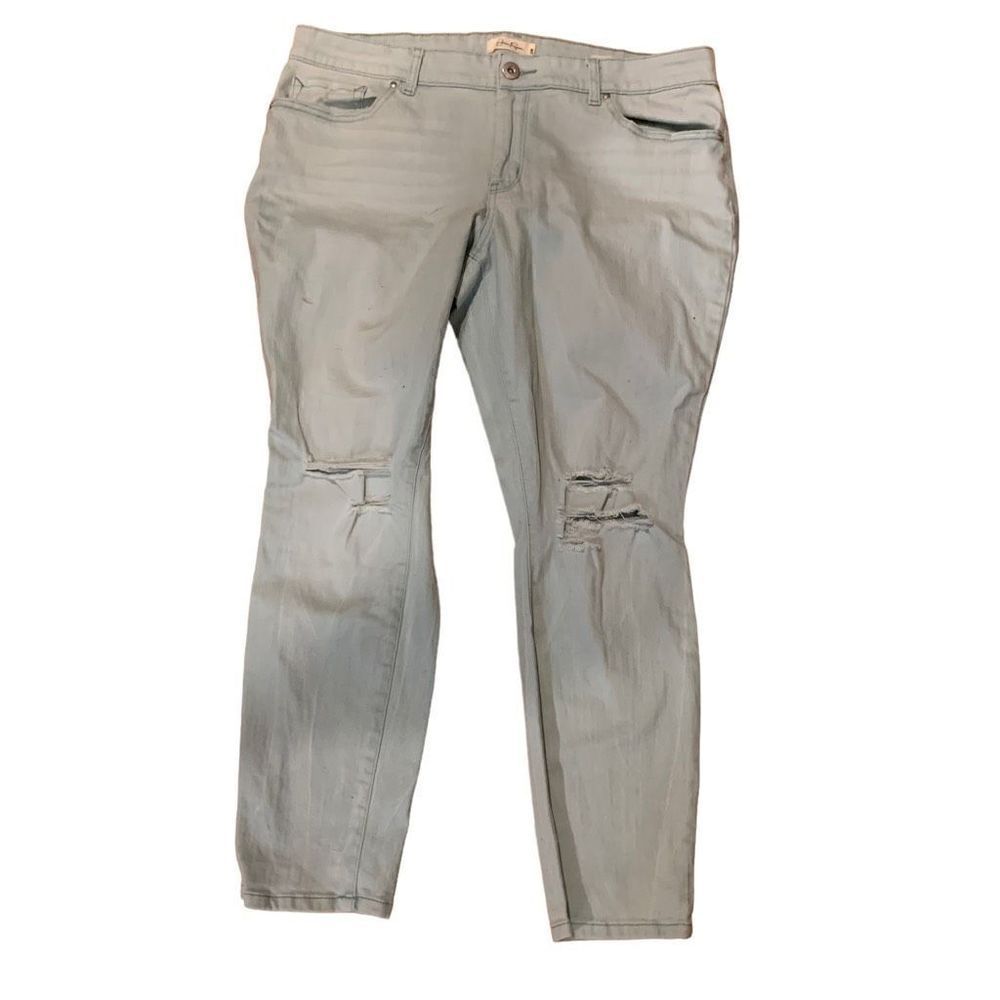 Jessica Simpson Forever Distressed Jeans High-Rise Cropped Pastel Green Rolled A